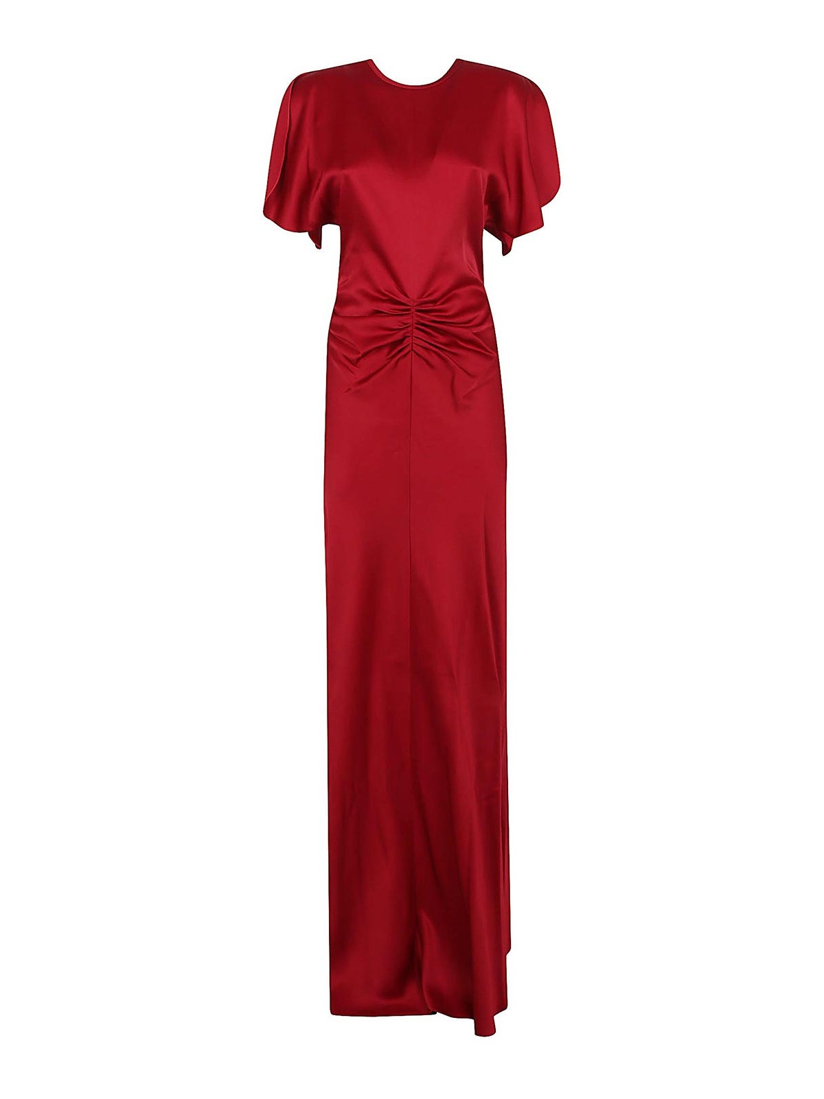 Victoria Beckham Womens Gathered Draped-sleeve Satin Maxi Dress Rose In Red