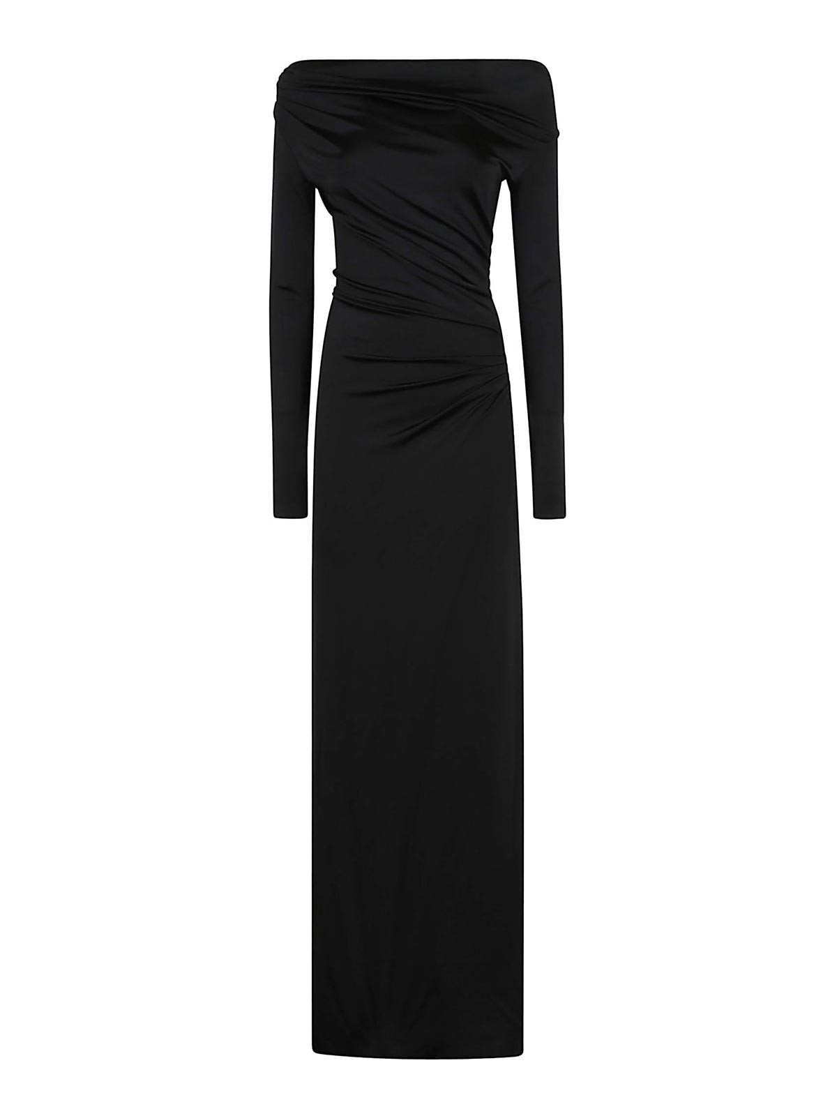 Victoria Beckham Off-shoulder Draped Gown In Black