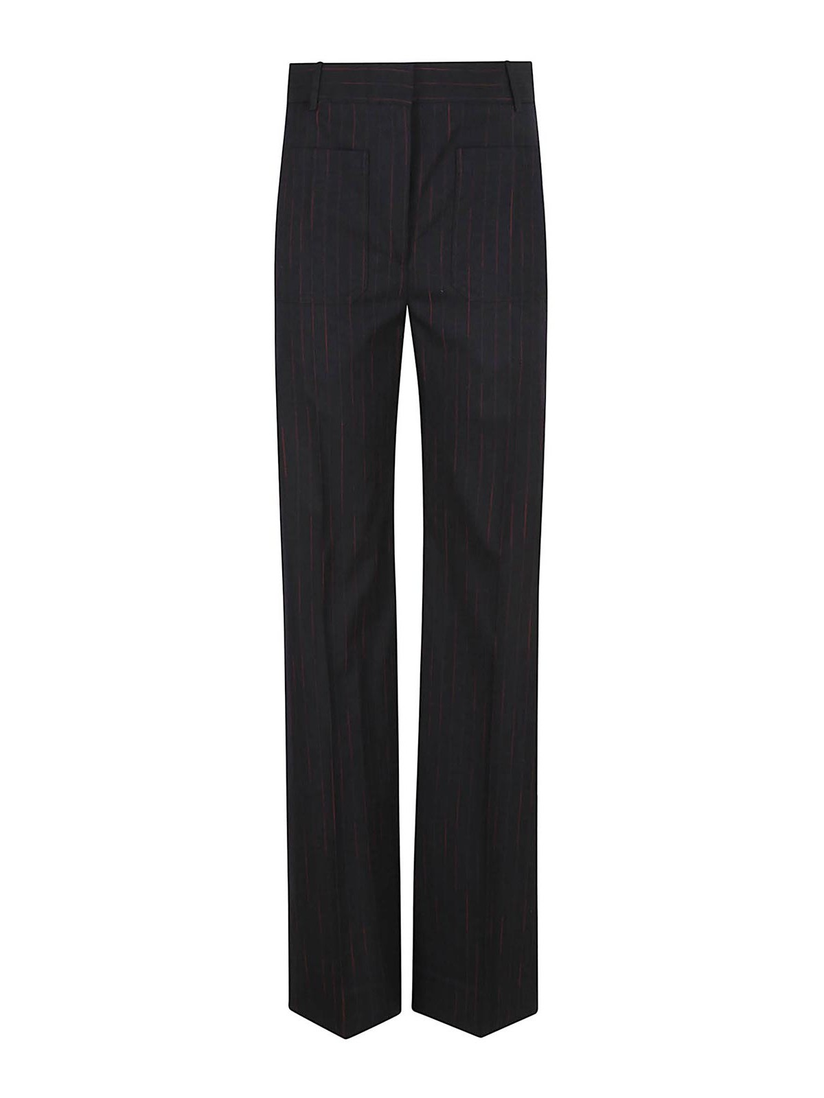 Victoria Beckham Pinstripe Wide Leg Trouser With Belt Loops In Black