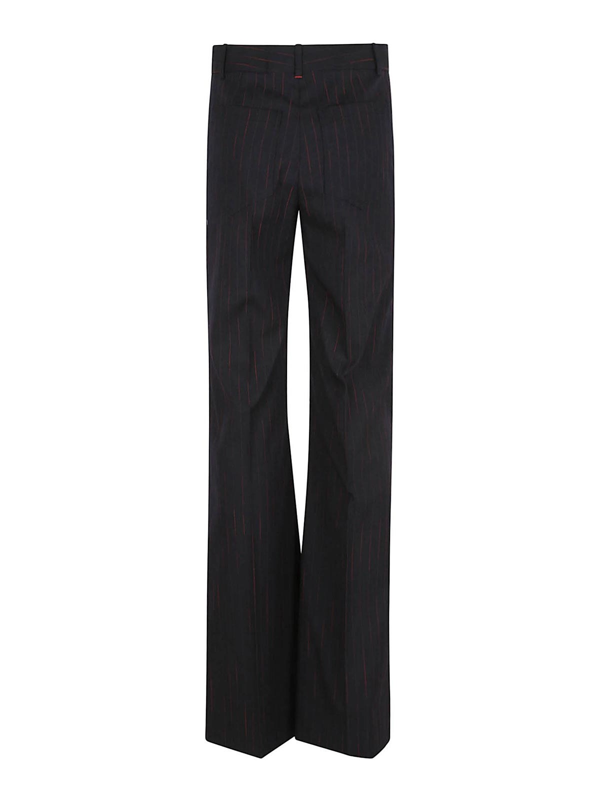 Victoria Beckham Pinstripe Wide Leg Trouser With Belt Loops In Black