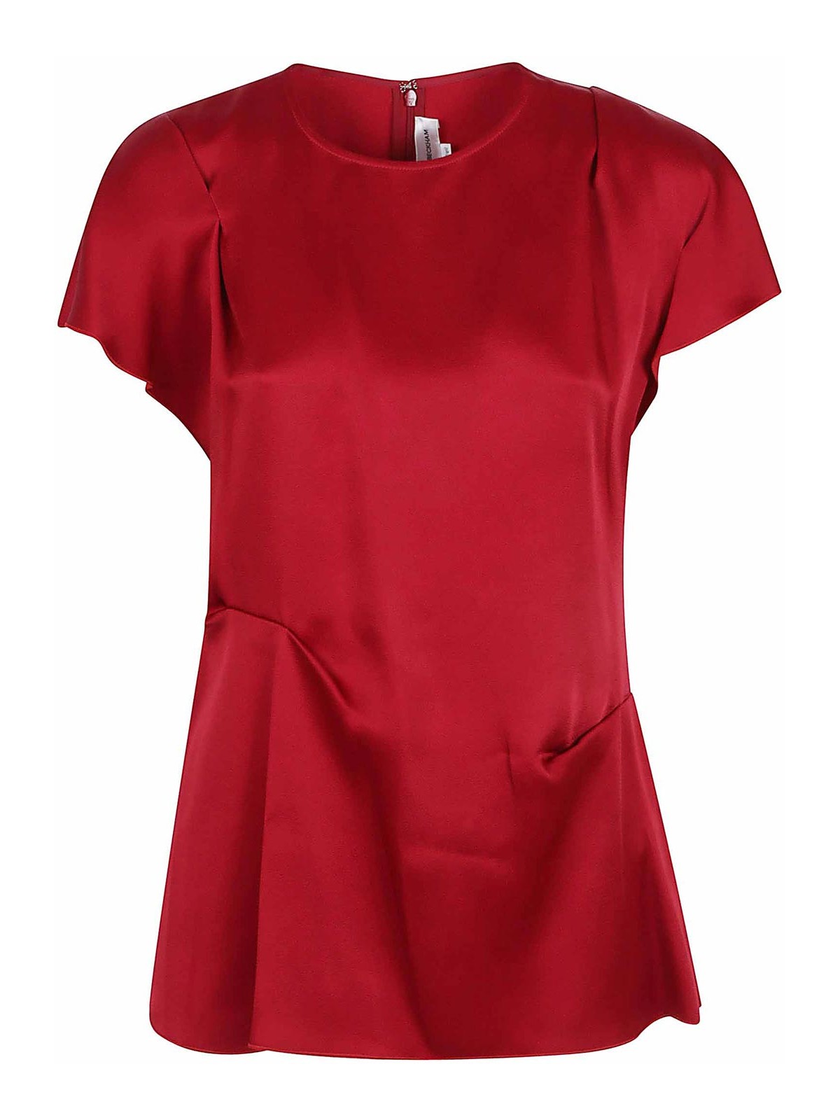 Victoria Beckham Flowing Red Top With Short Flutter Sleeves In Red