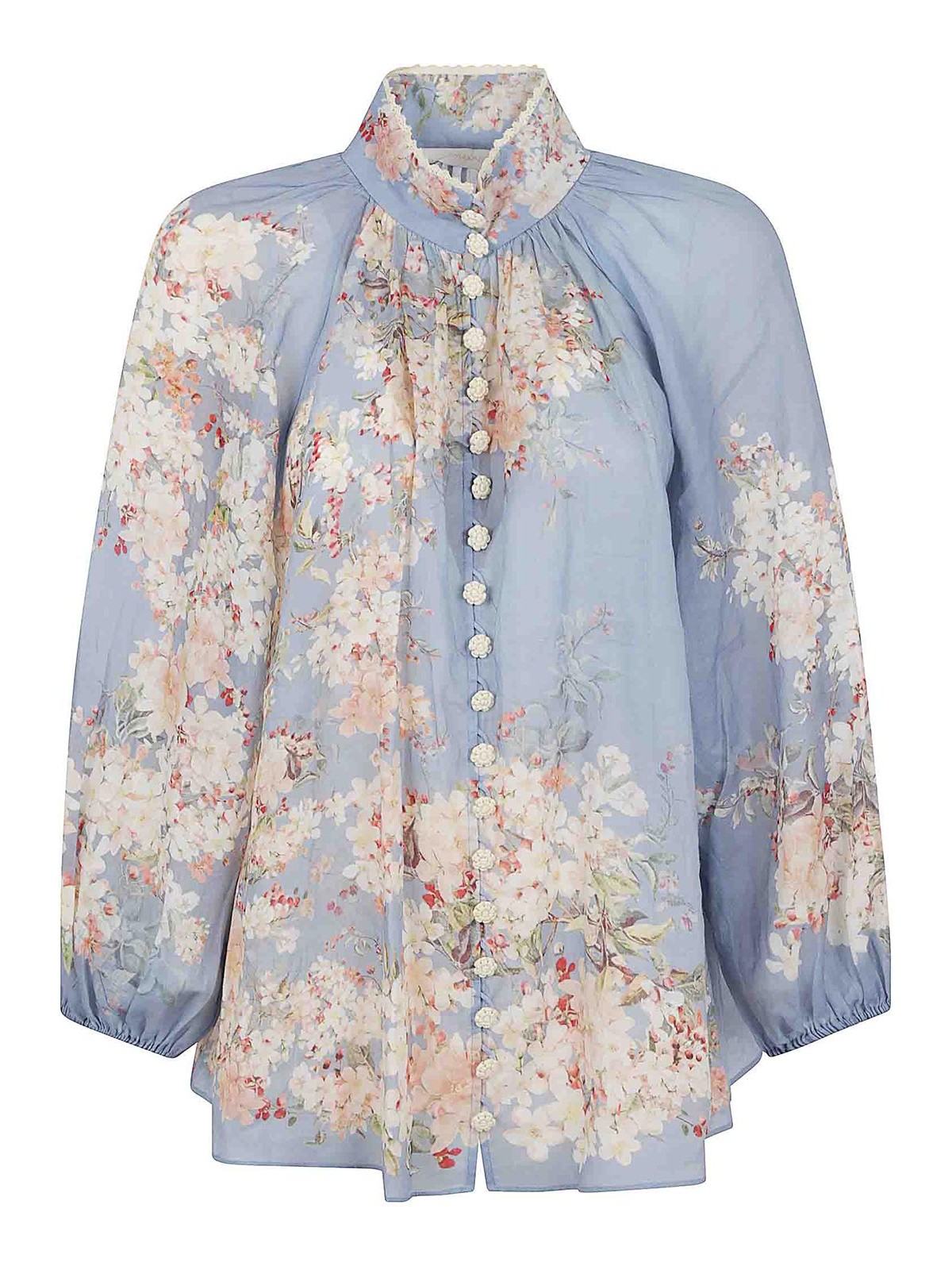Zimmermann Cascadian Billow Blouse In Blue