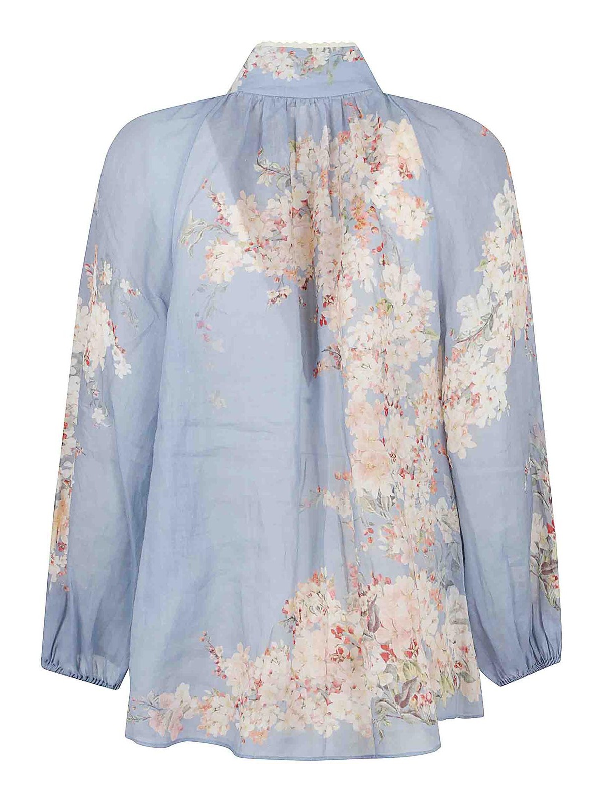 Zimmermann Cascadian Lace-trimmed Floral-print Ramie Blouse In Multi