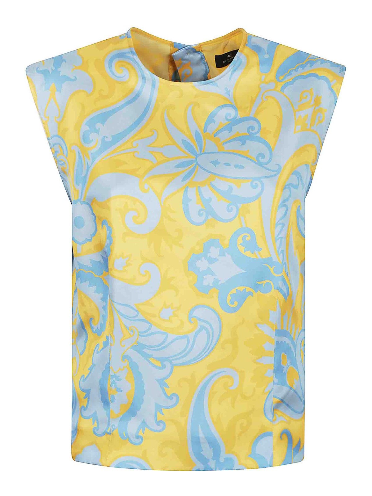 Etro Yellow Paisley Print Silk Top In Yellow