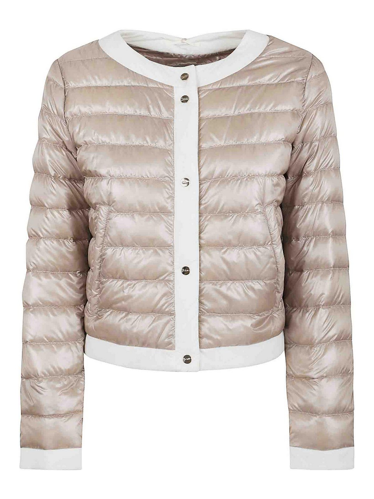 Herno Quilted Jacket With Contrast Trim And Long Sleeves In Neutral