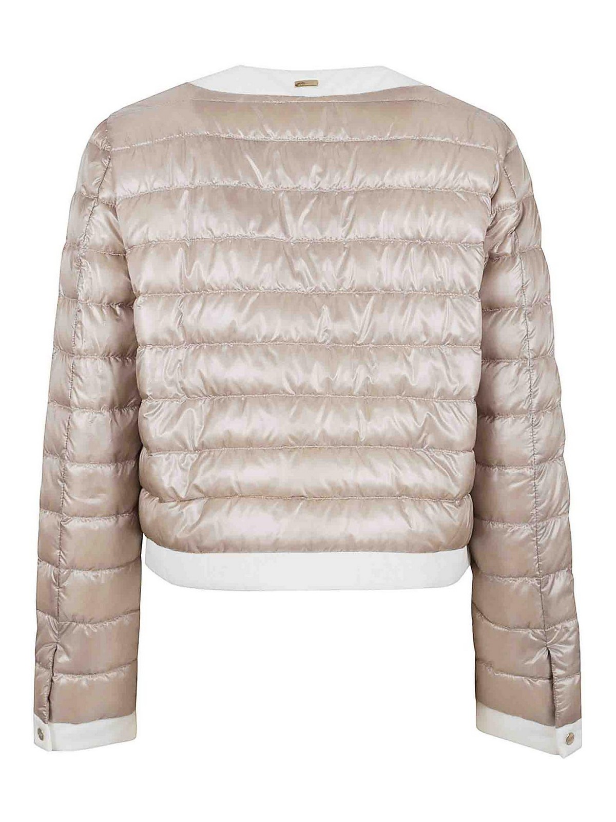 Herno Quilted Jacket With Contrast Trim And Long Sleeves In Neutral