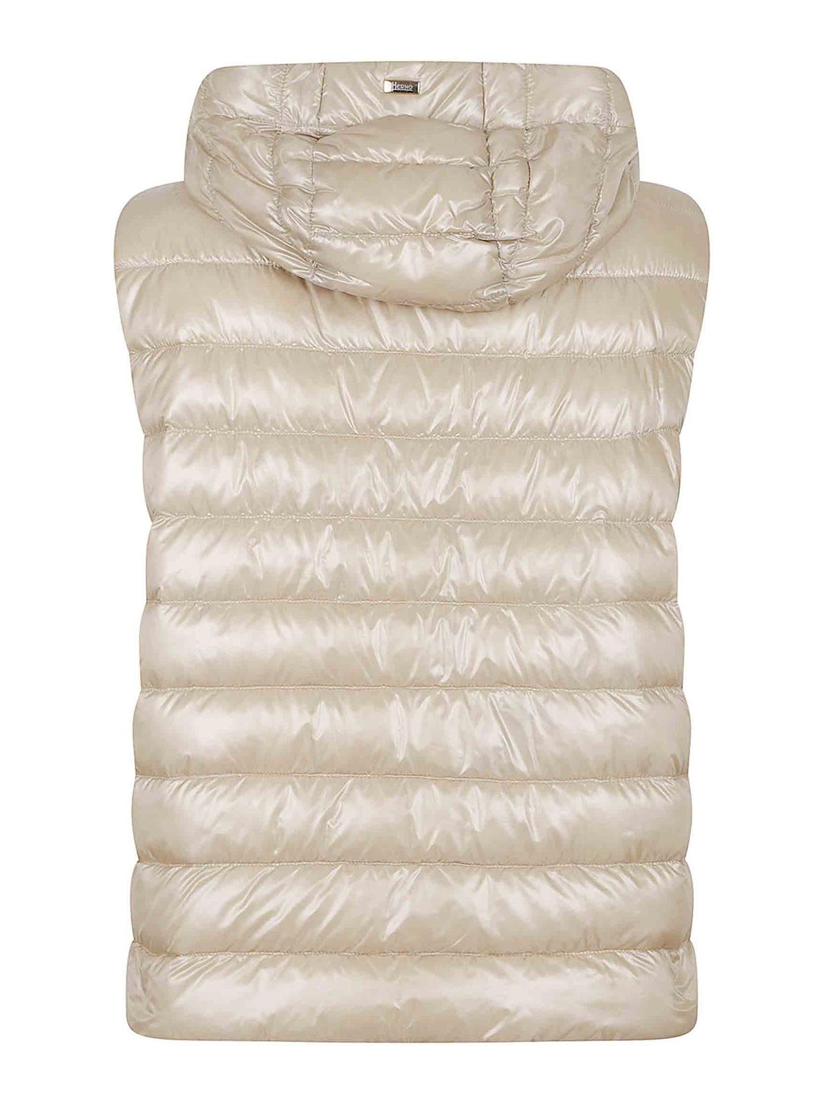Herno Quilted Sleeveless Hooded Jacket Drawstring In Neutral