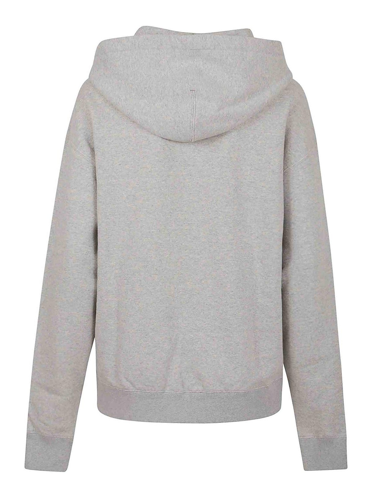 Jil Sander Pure Cotton Sweatshirt With Contrasting Drawstring Hood In Gray