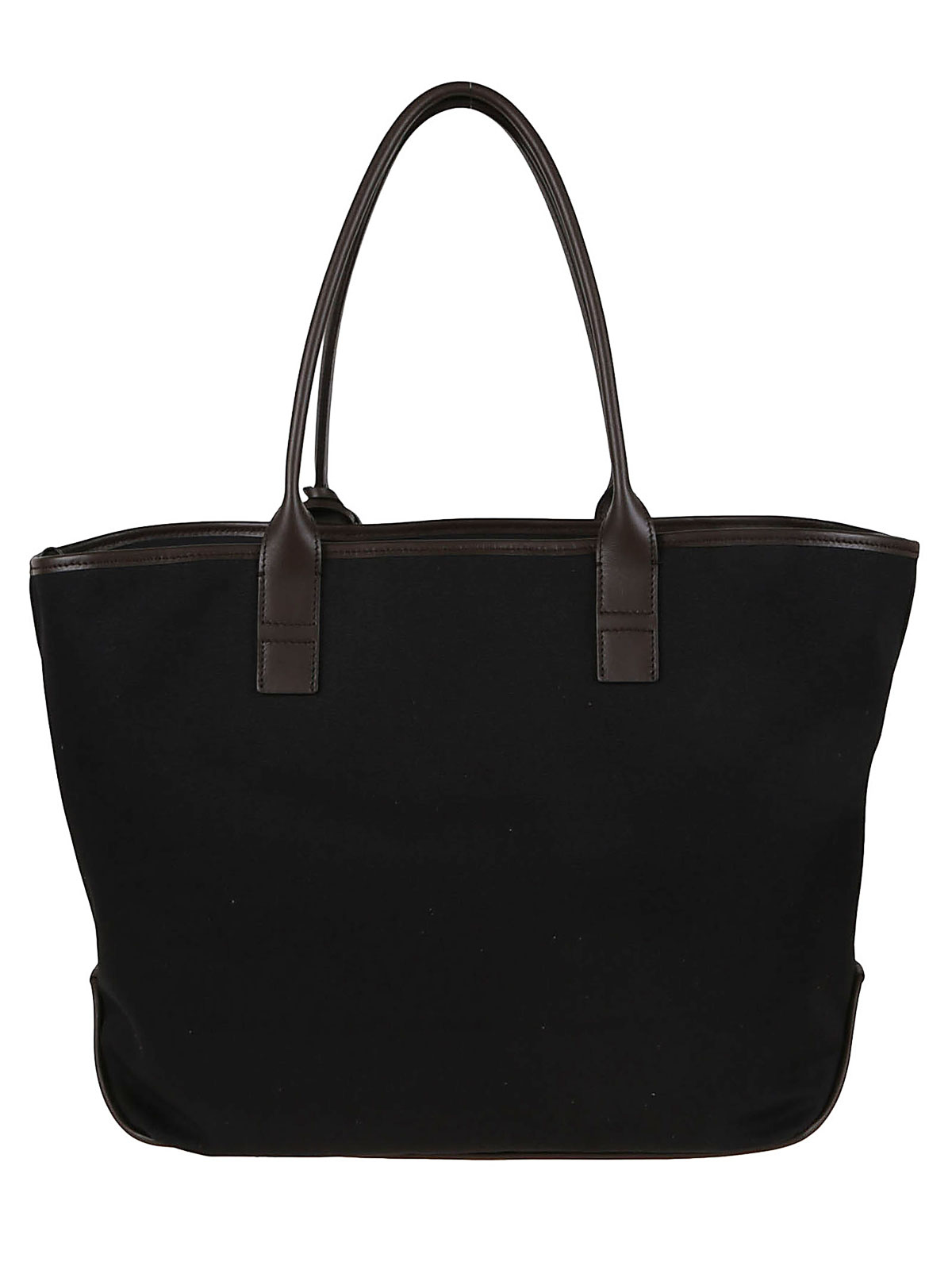 Hogan Medium Shopping Bag With Leather Accents And Lace Closure In Black