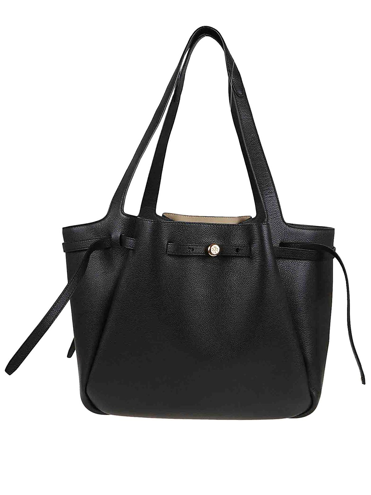 Tory Burch Romy Pebbled Tote In Black