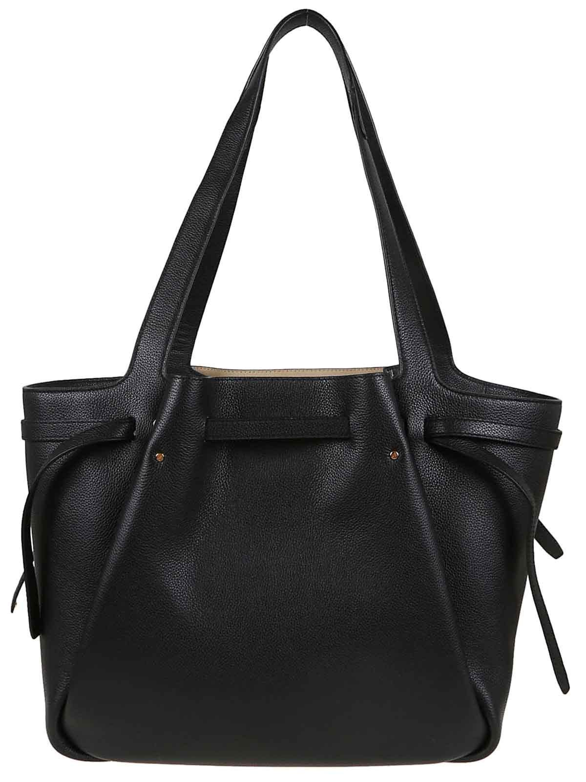 Tory Burch Romy Pebbled Tote In Black