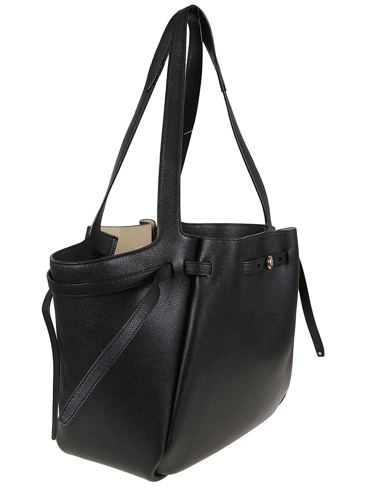 Tory Burch Romy Pebbled Tote In Black