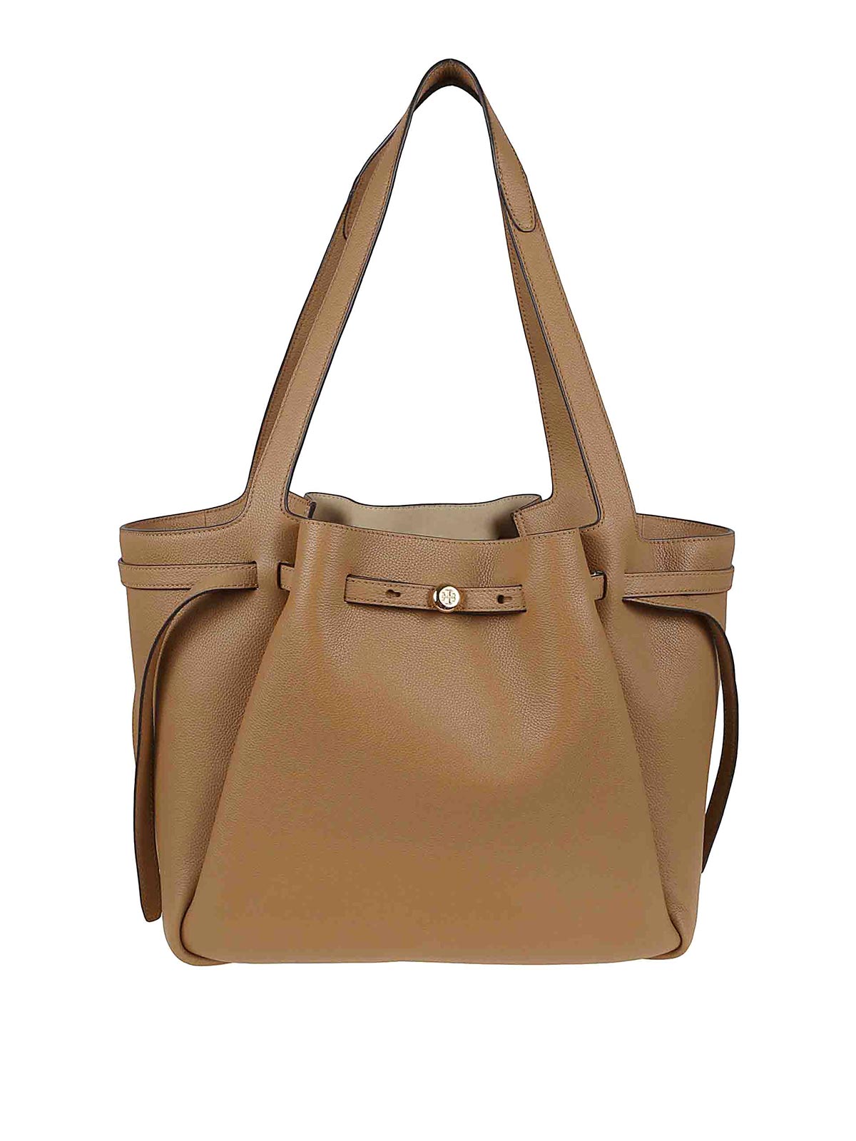 Tory Burch Sophisticated Cow Leather Shopper Bag In Sand
