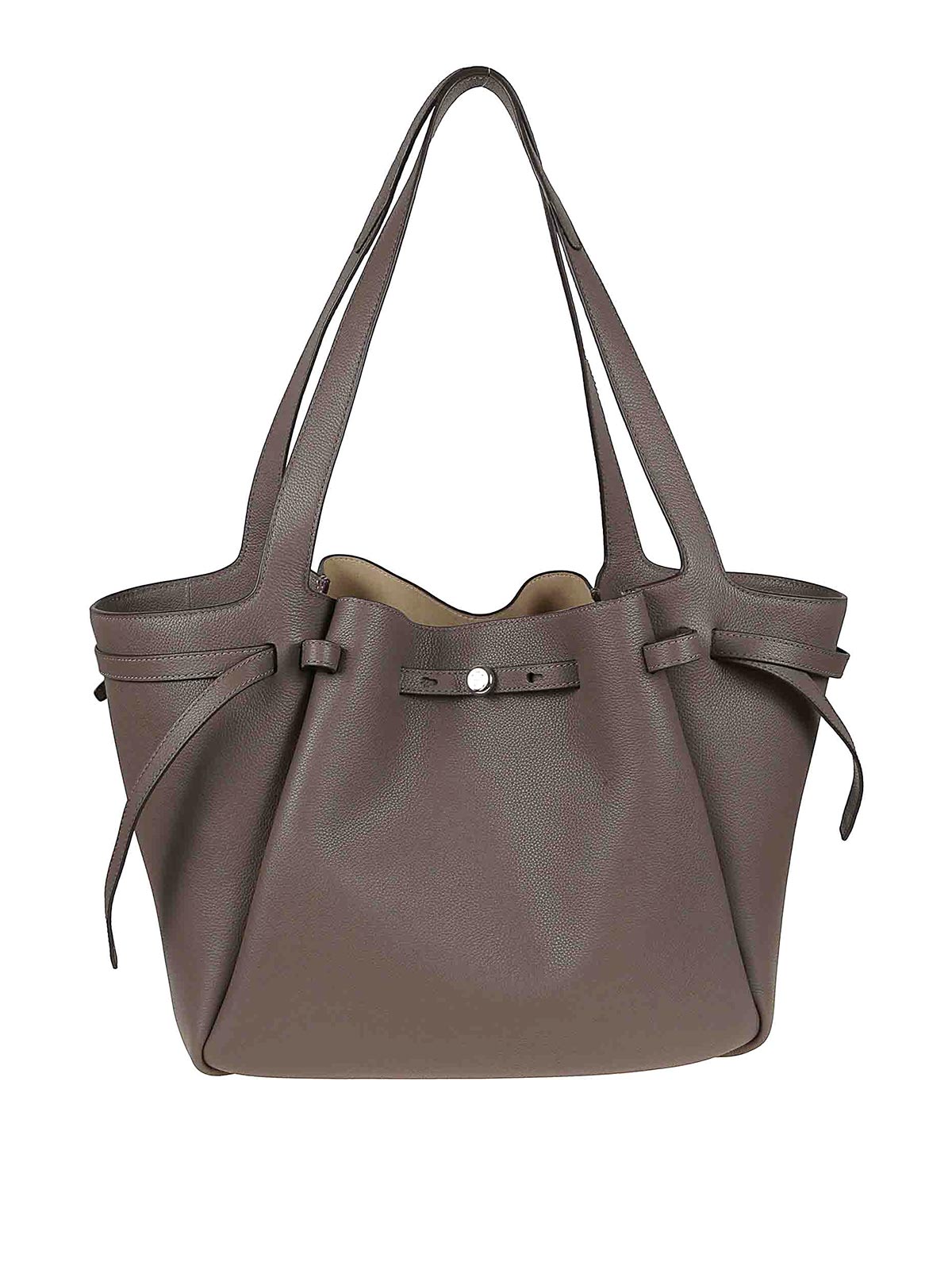 Tory Burch Romy Pebbled Tote In Brown