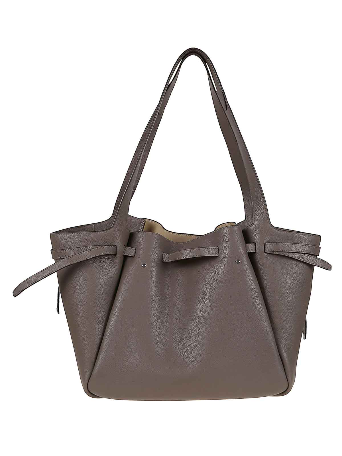 Tory Burch Romy Pebbled Tote In Brown