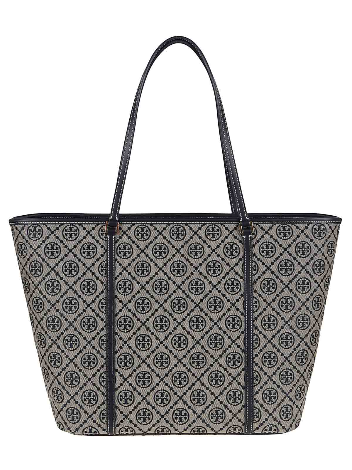Tory Burch T Monogram Zip Tote In Blue