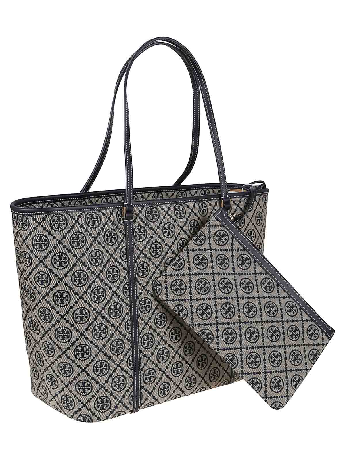 Tory Burch T Monogram Zip Tote In Blue