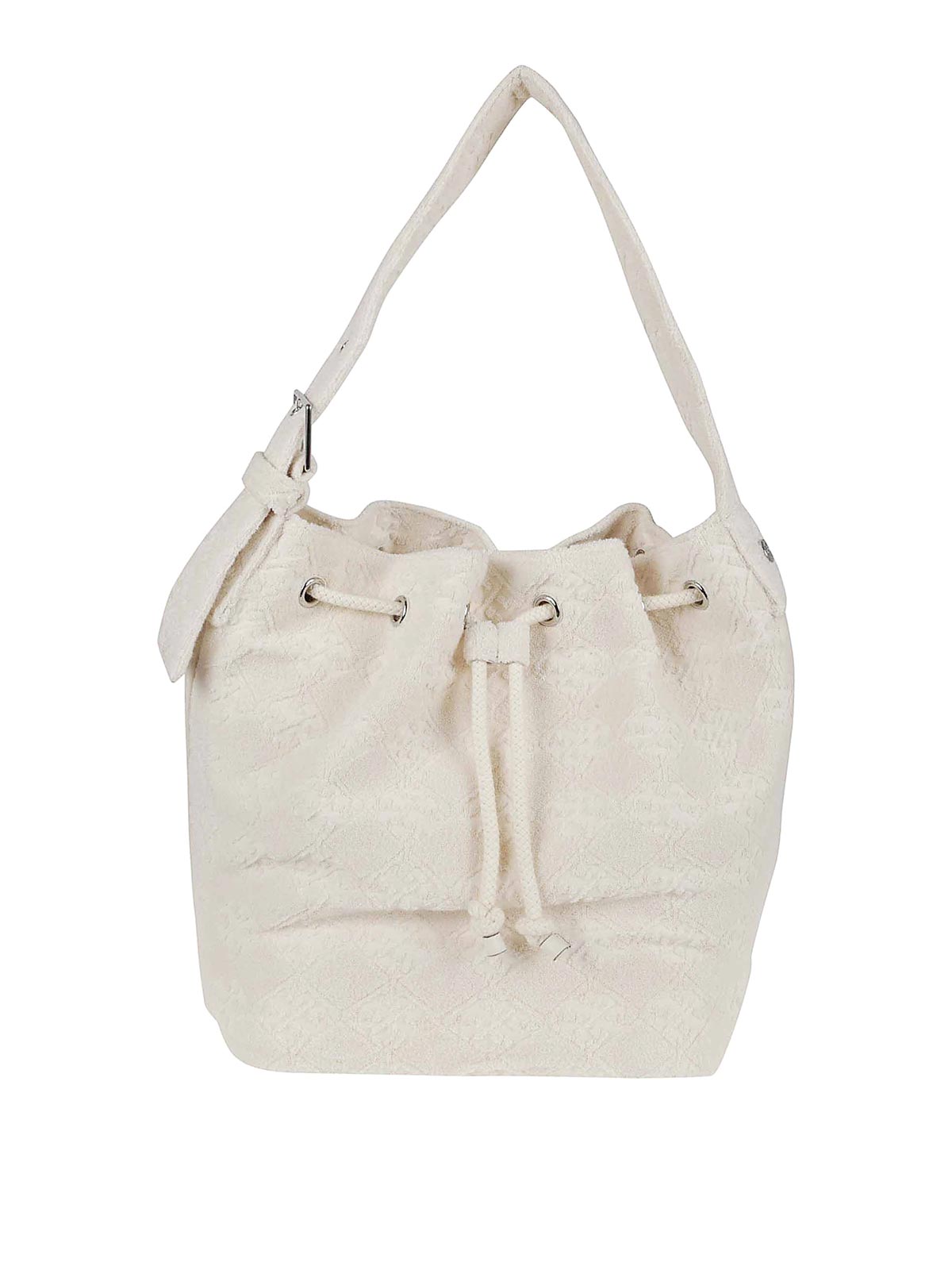 Tory Burch T Monogram Terry Oversized Bucket Bag In White