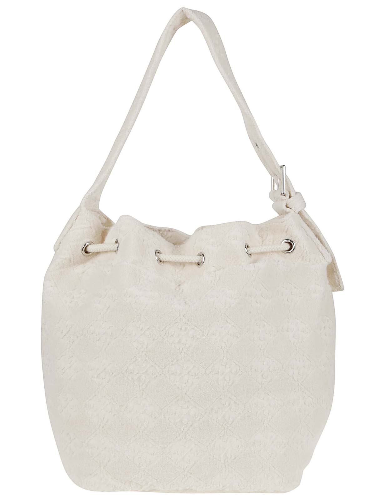 Tory Burch T Monogram Terry Oversized Bucket Bag In White