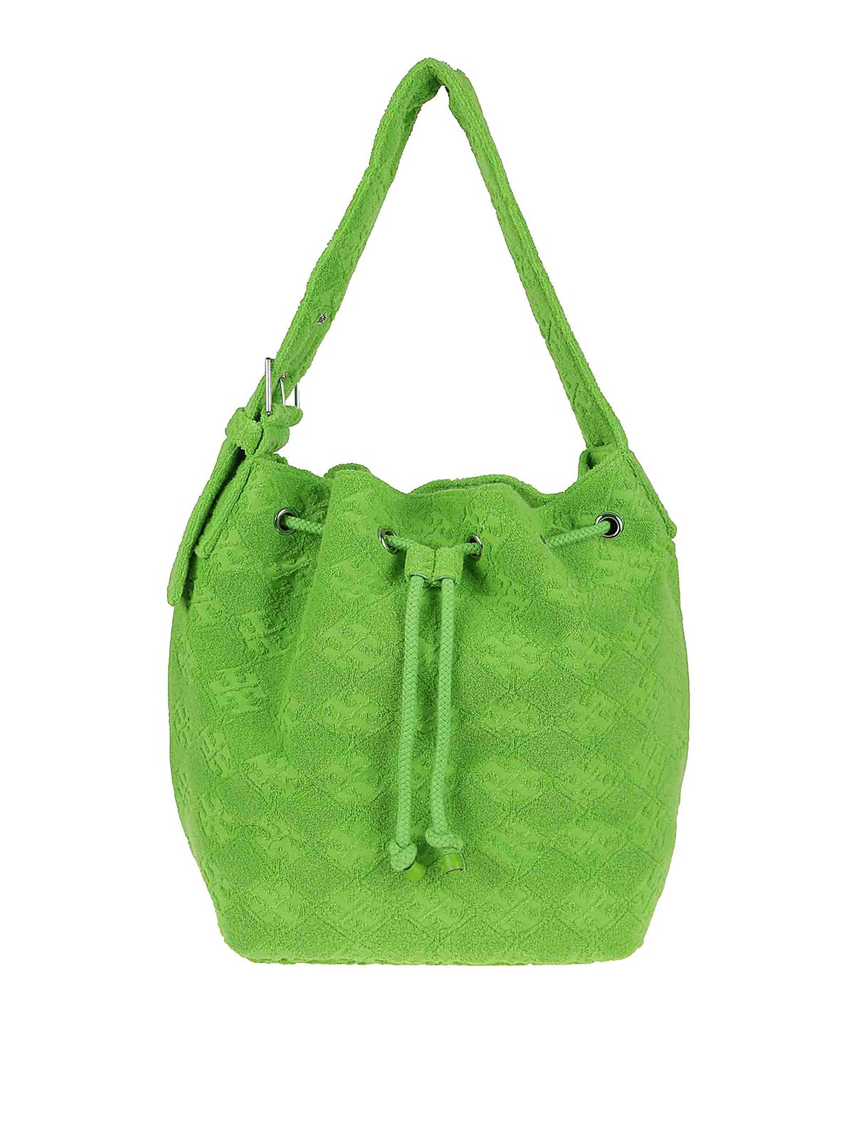 Tory Burch Textured Fabric Shoulder Bags With Adjustable Strap In Green