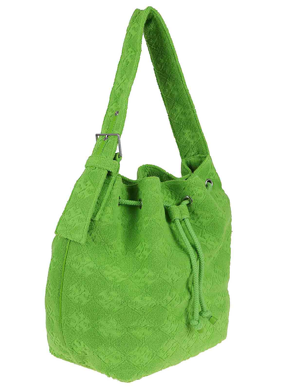 Tory Burch Textured Fabric Shoulder Bags With Adjustable Strap In Green
