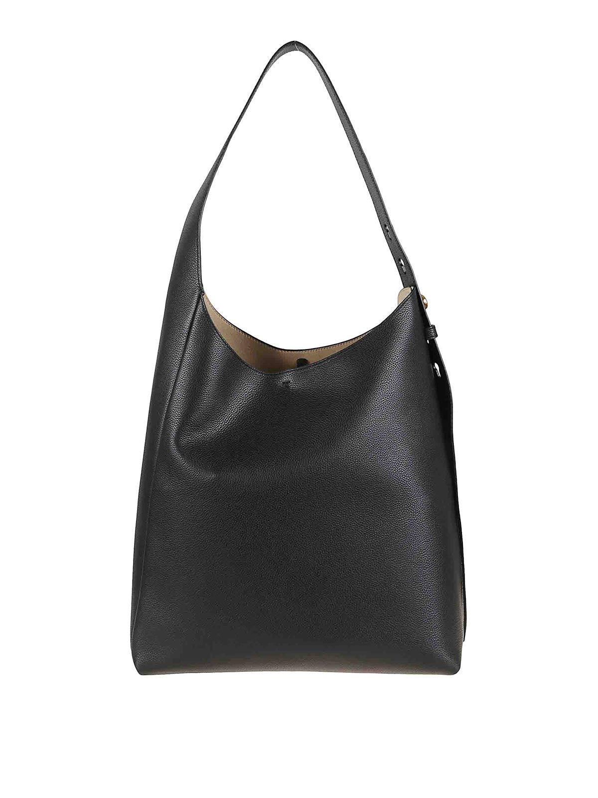 Tory Burch Romy Hobo Bag With Textured Leather And Gold Accents In Black