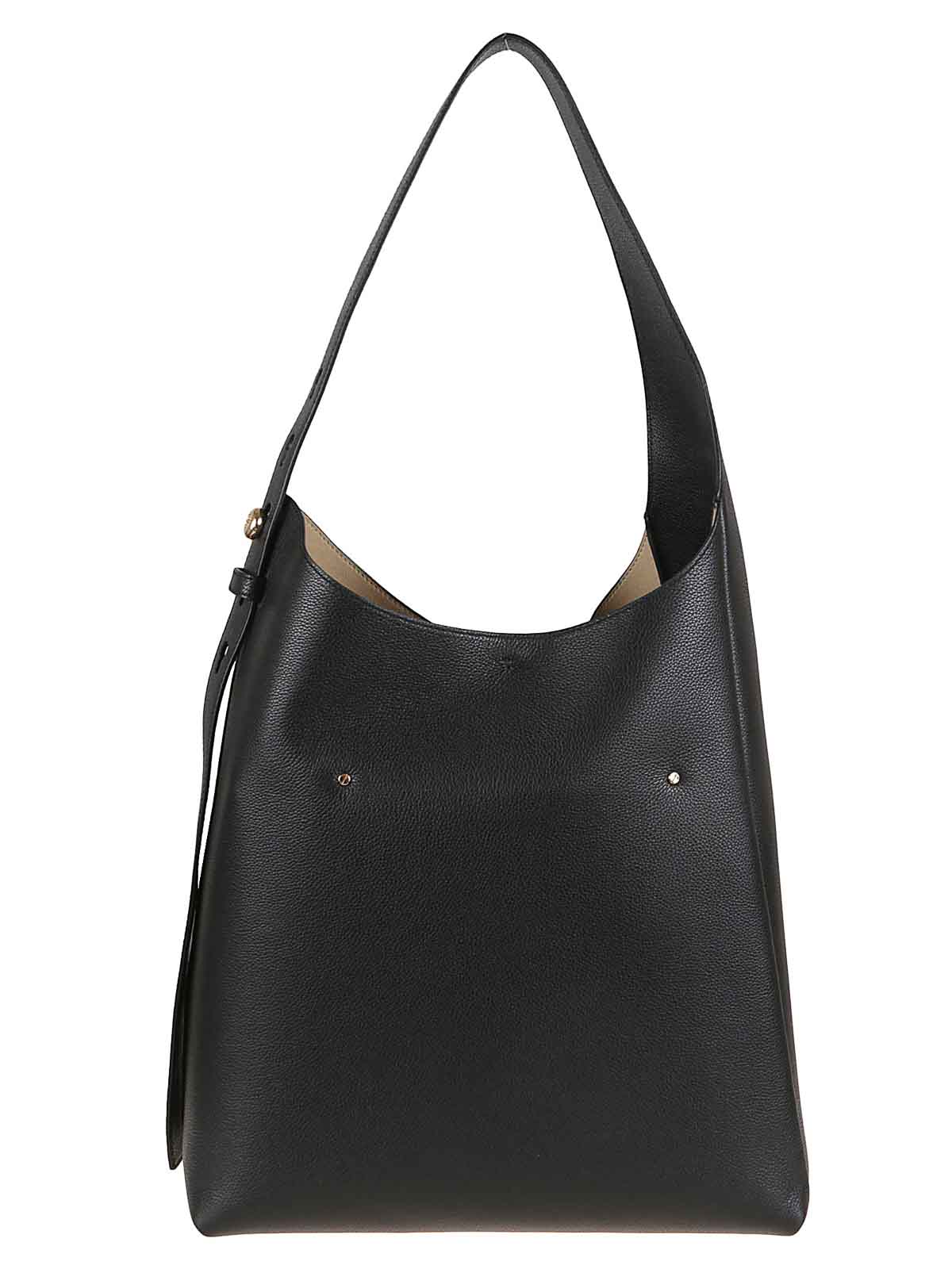 Tory Burch Romy Hobo Bag With Textured Leather And Gold Accents In Black