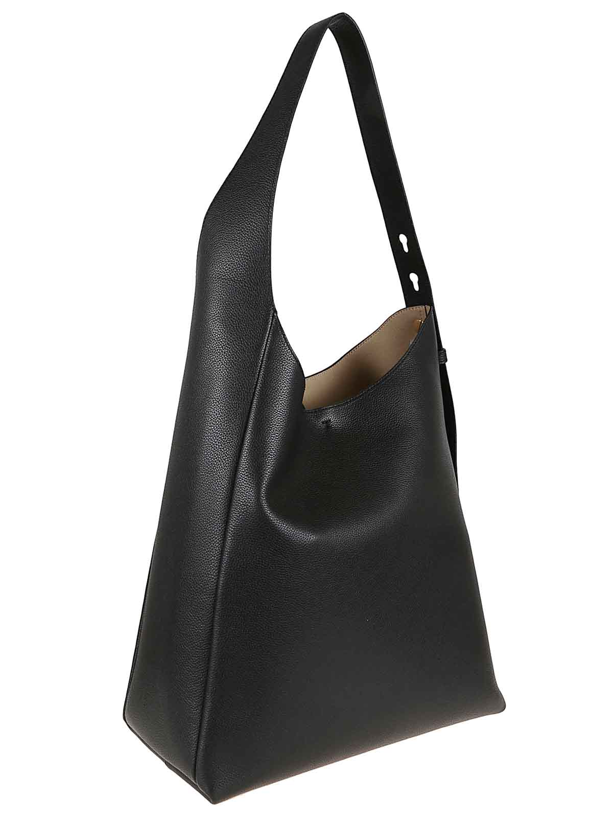 Tory Burch Romy Hobo Bag With Textured Leather And Gold Accents In Black