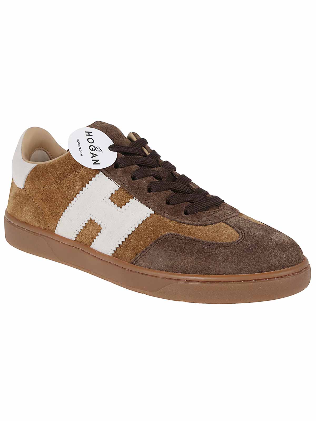 Hogan Mixed Nappa Leather Sneakers In Brown