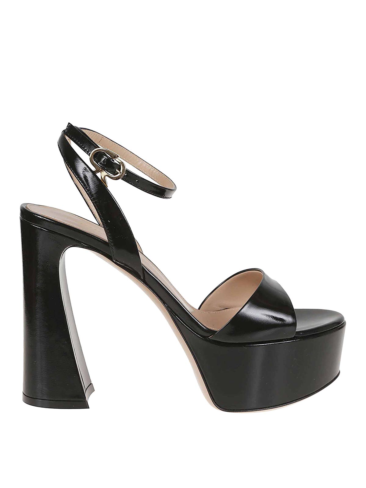 Gianvito Rossi Nancy Sandals With Sculptural Heel In Black