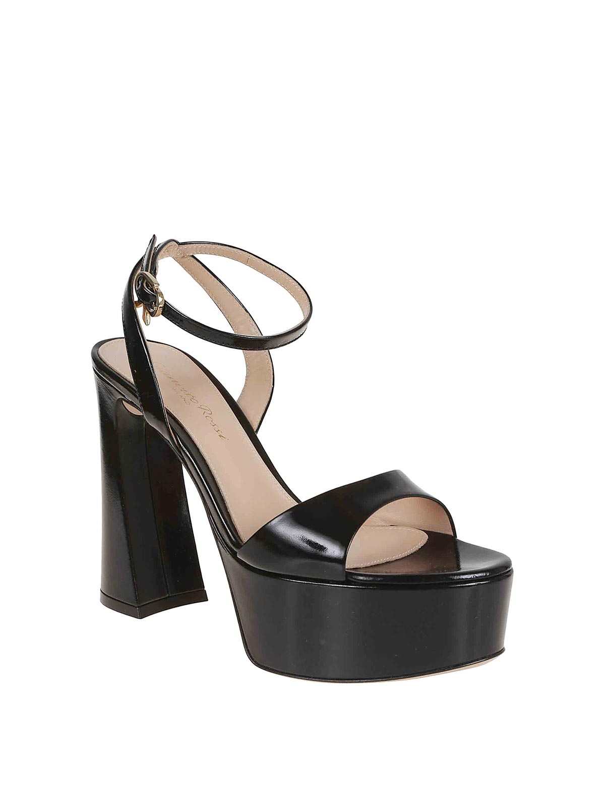 Gianvito Rossi Nancy Sandals With Sculptural Heel In Black