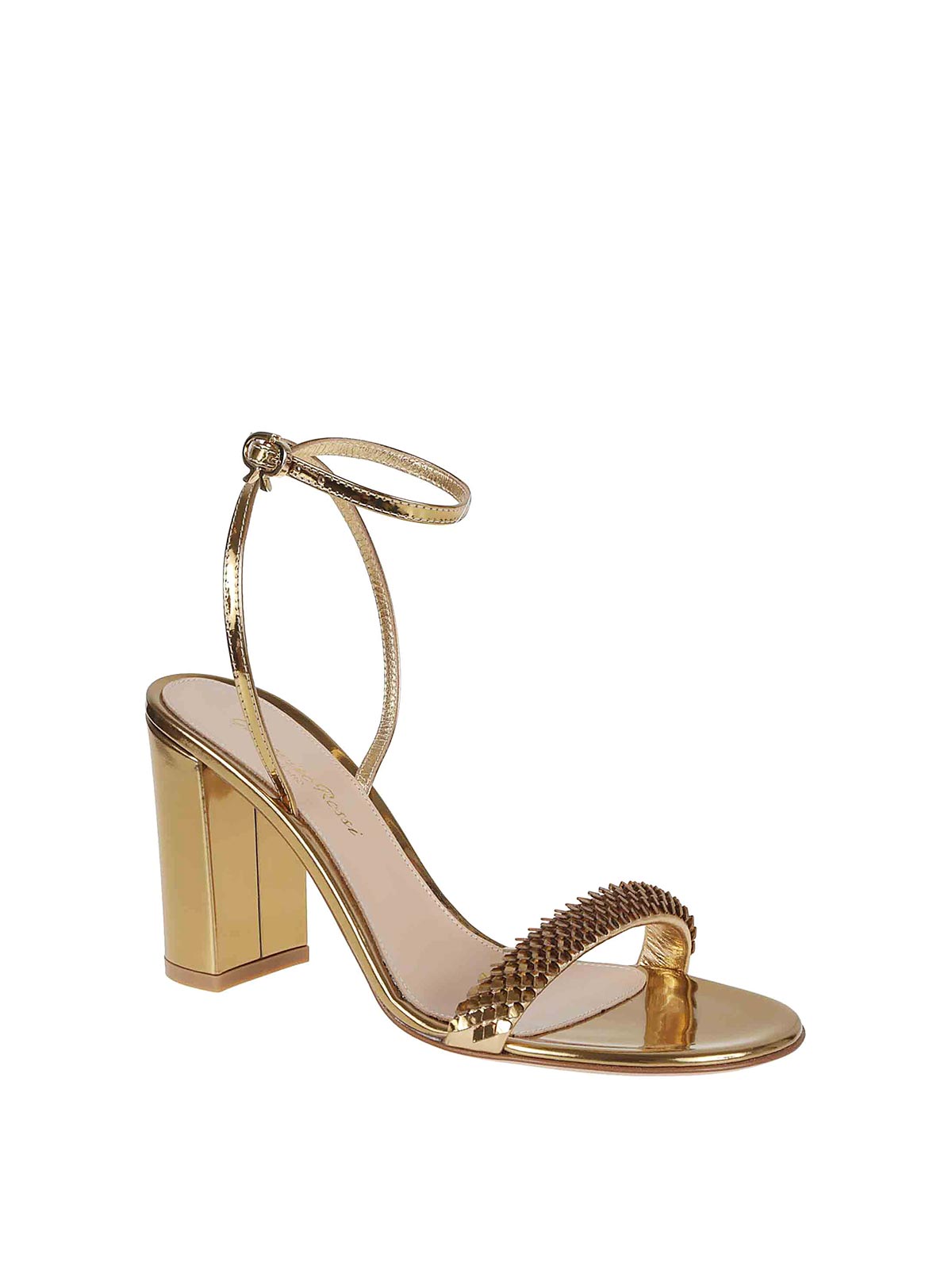 Gianvito Rossi Calissa Sandals With Iconic Ribbon Buckle In Gold