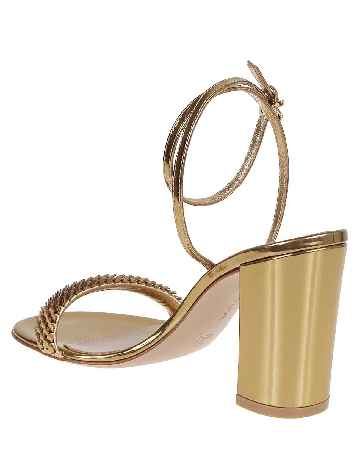 Gianvito Rossi Calissa Sandals With Iconic Ribbon Buckle In Gold