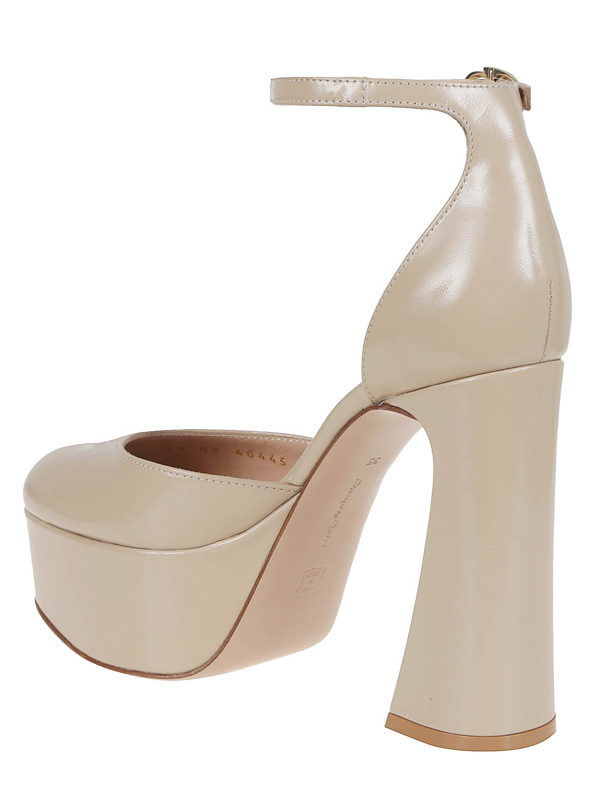 Gianvito Rossi Leather Sandal With Iconic Ribbon Buckle In Neutral