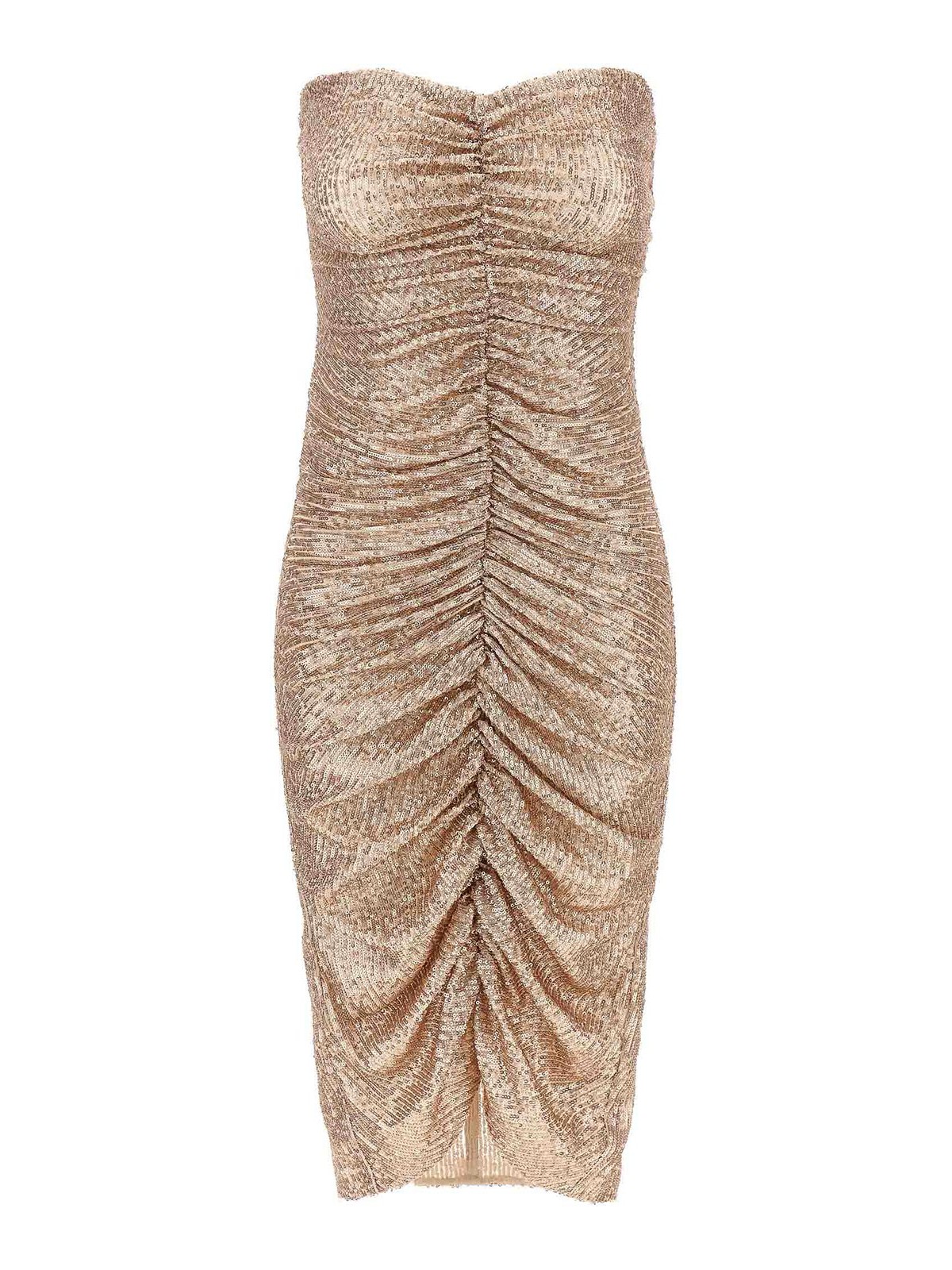Norma Kamali Strapless Shirred Front Dress In Neutral