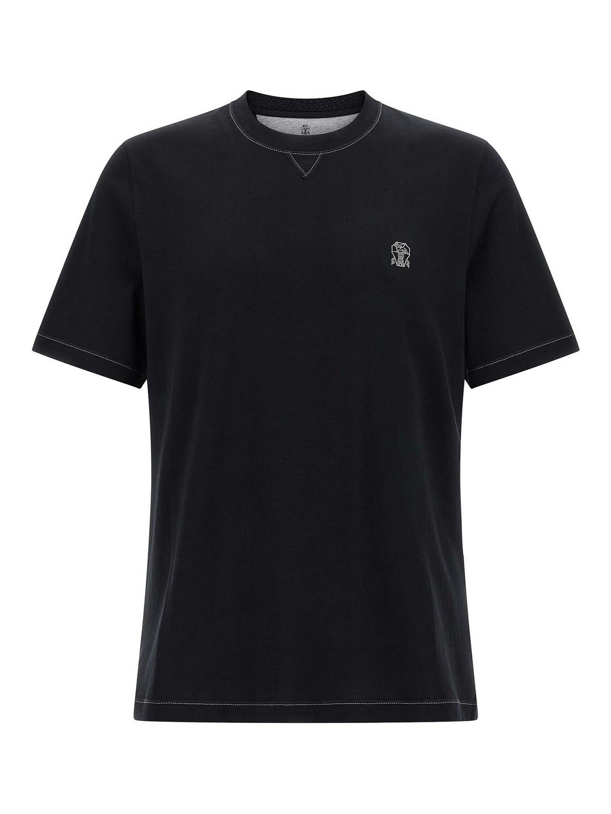 Brunello Cucinelli Cotton Jersey Crew Neck T-shirt With Logo In Black