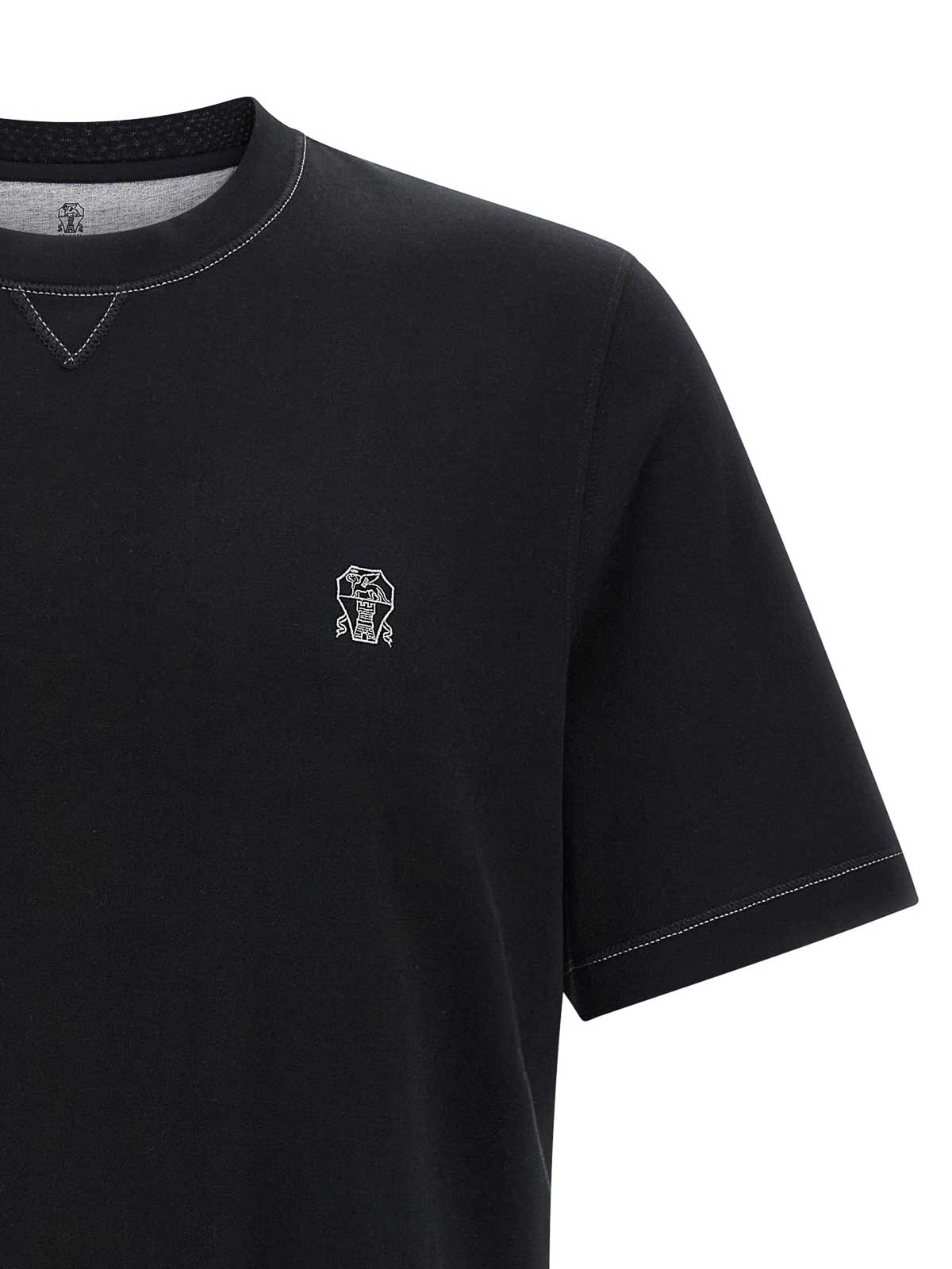 Brunello Cucinelli Cotton Jersey Crew Neck T-shirt With Logo In Black