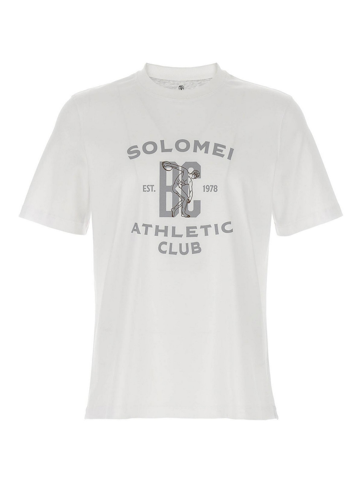 Brunello Cucinelli Crew Neck Graphic Print Short Sleeves T-shirt In White