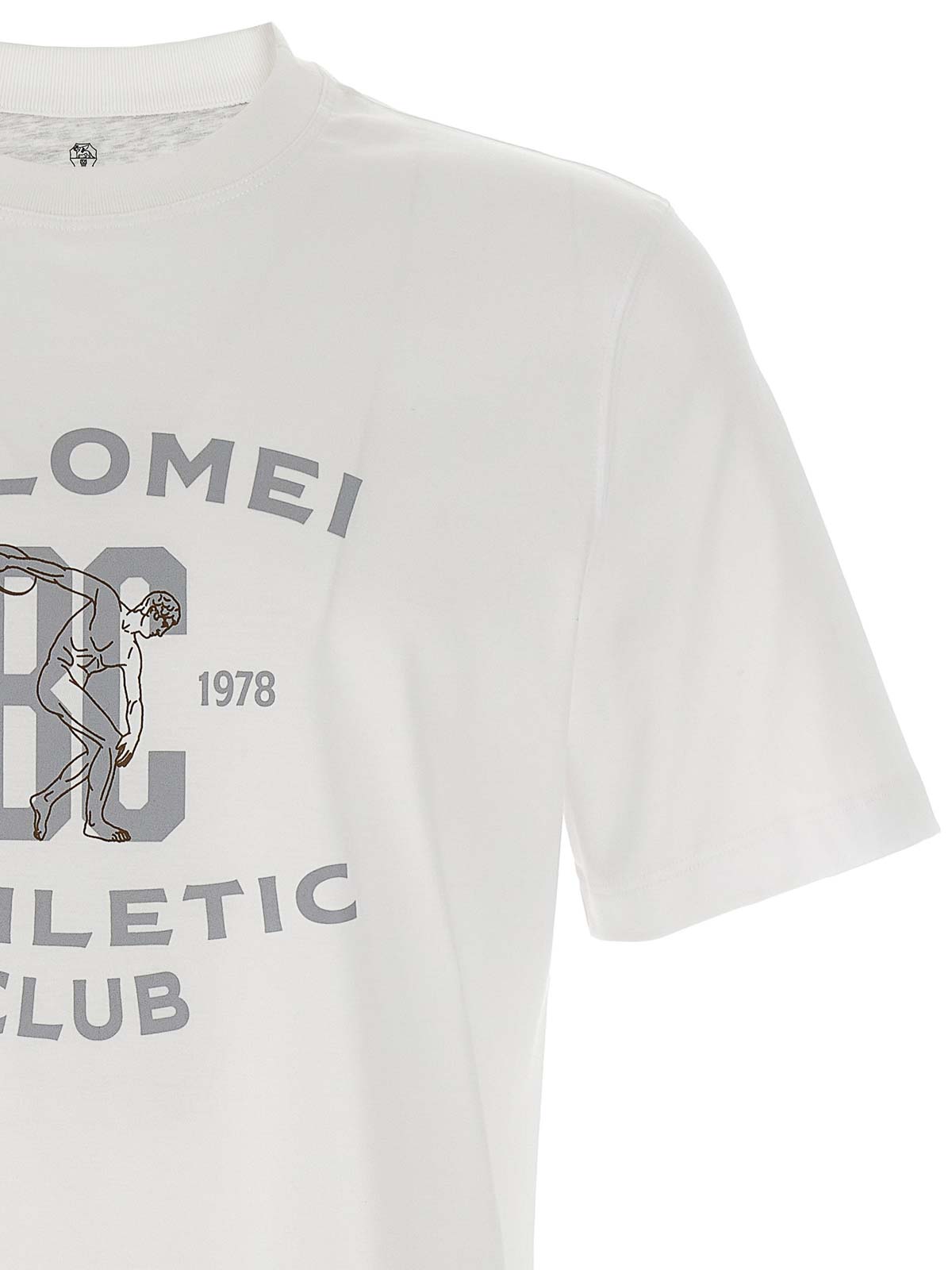 Brunello Cucinelli Crew Neck Graphic Print Short Sleeves T-shirt In White