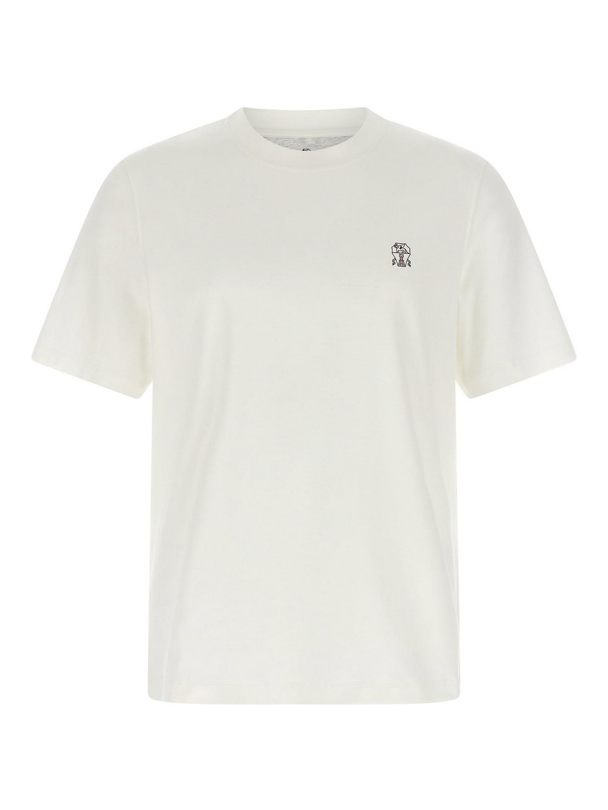 Brunello Cucinelli Men Logo Print T-shirt In White