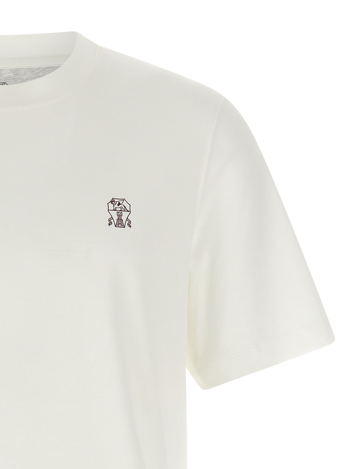 Brunello Cucinelli Men Logo Print T-shirt In White