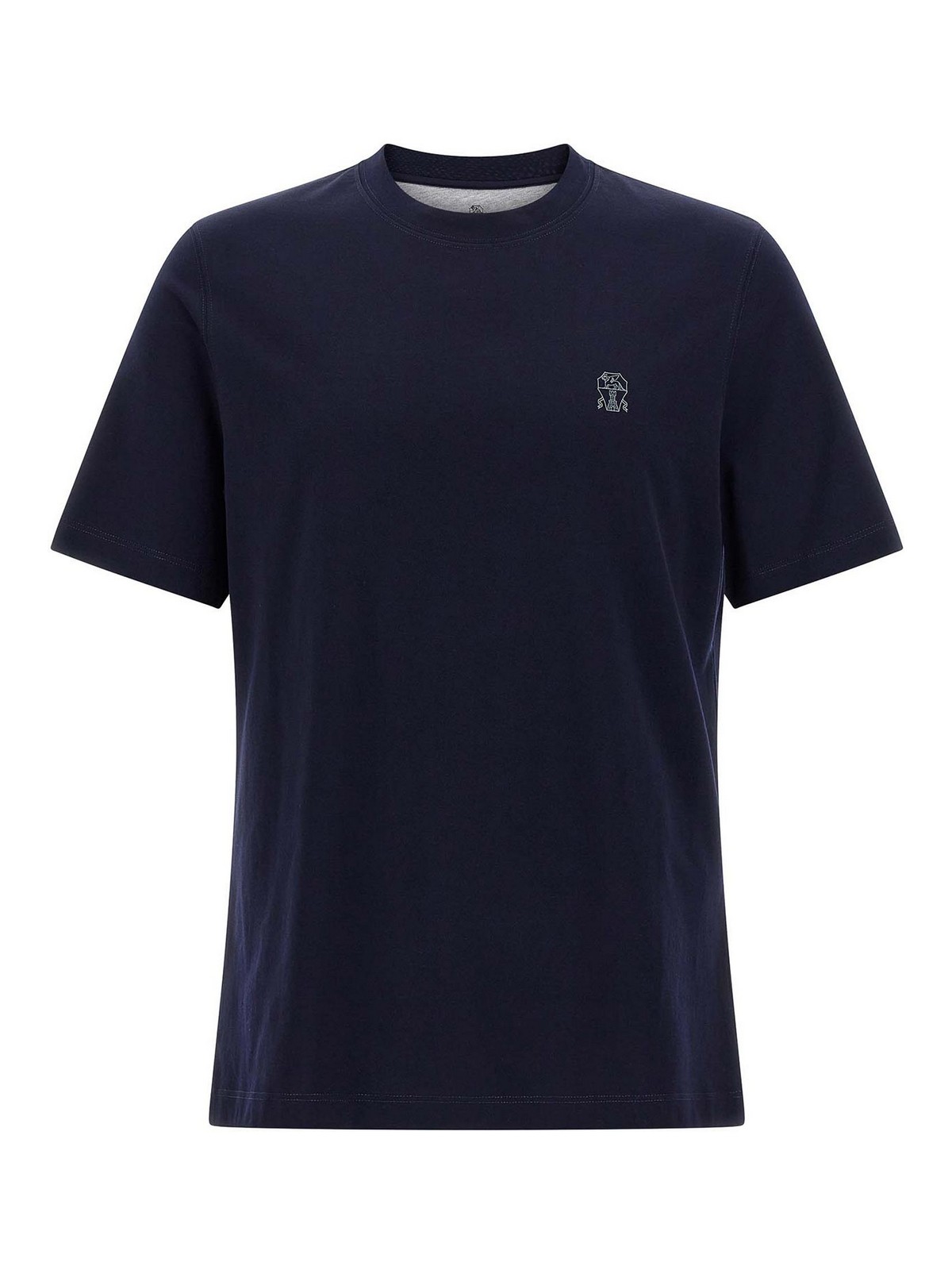 Brunello Cucinelli Men Logo Print T-shirt In Blue