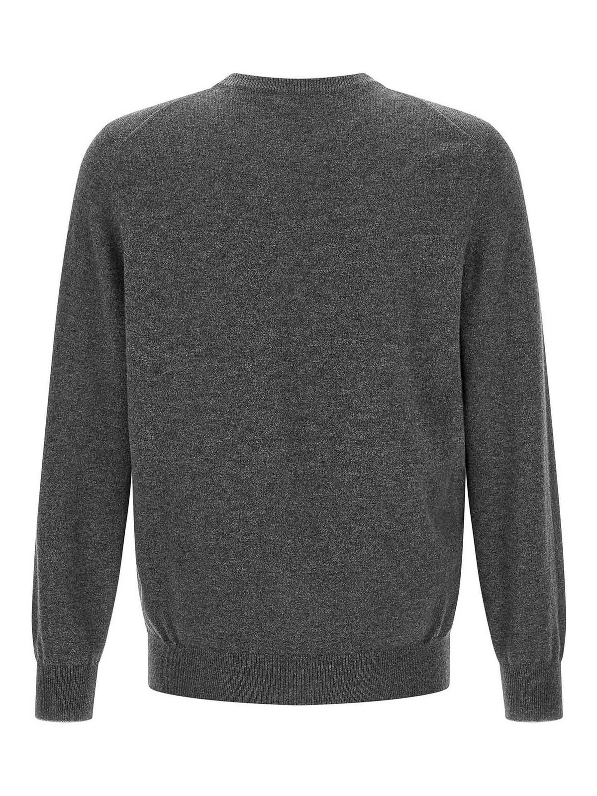 Brunello Cucinelli Cashmere Crew Neck Sweater With Ribbed Cuffs And Hem In Gray