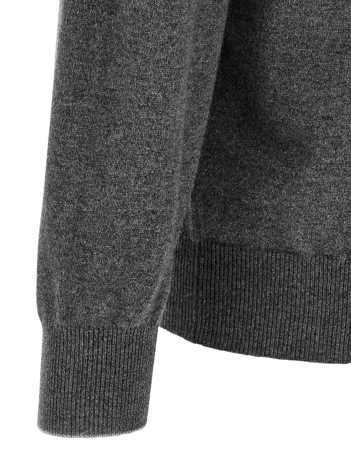 Brunello Cucinelli Cashmere Crew Neck Sweater With Ribbed Cuffs And Hem In Gray