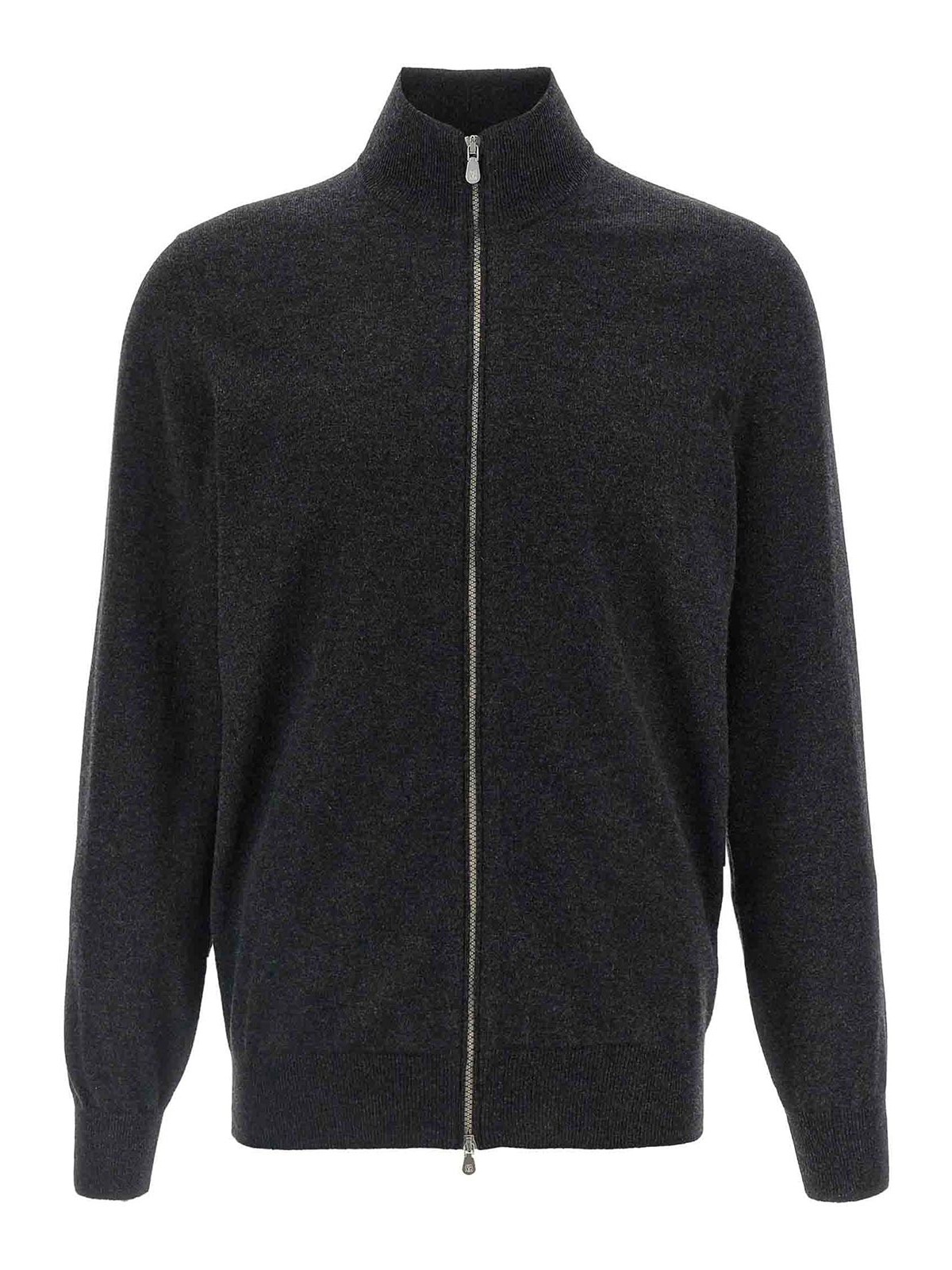 Brunello Cucinelli Full Zip Cashmere Cardigan In Gray