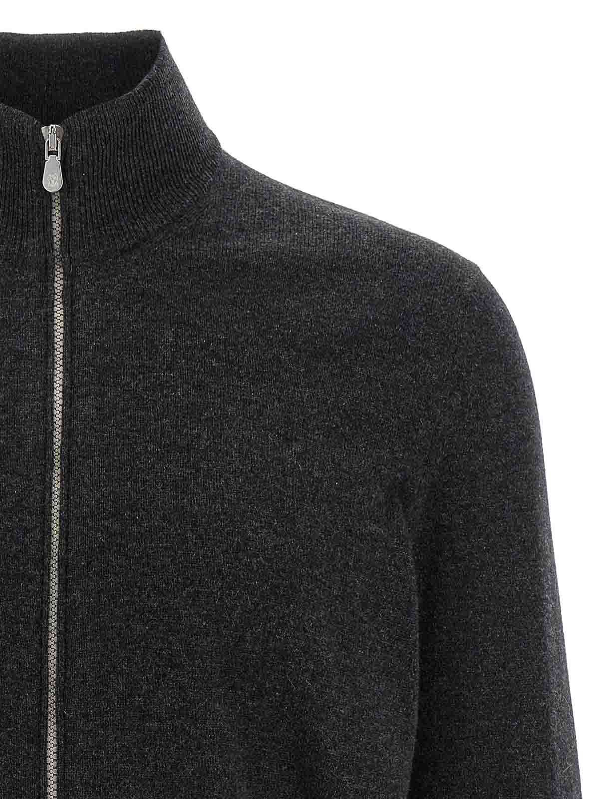 Brunello Cucinelli Full Zip Cashmere Cardigan In Gray
