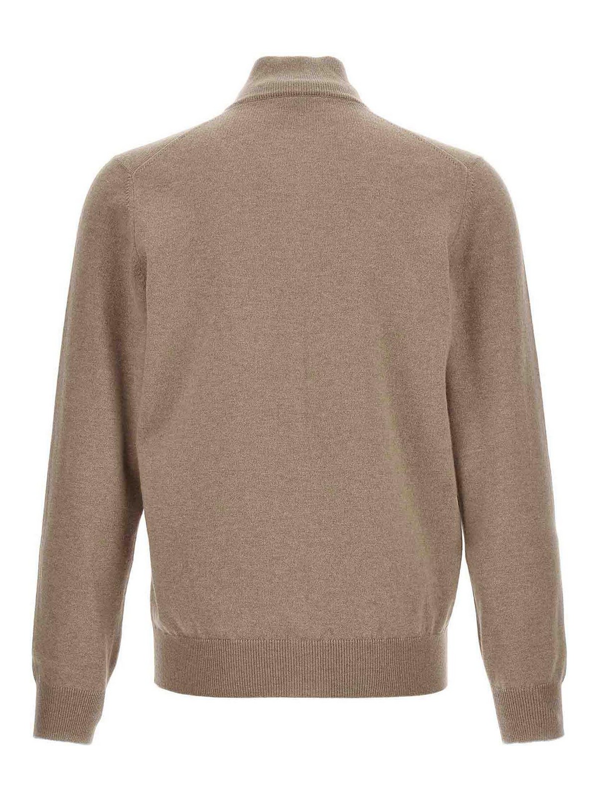Brunello Cucinelli High Neck Cashmere Zip Cardigan In Brown