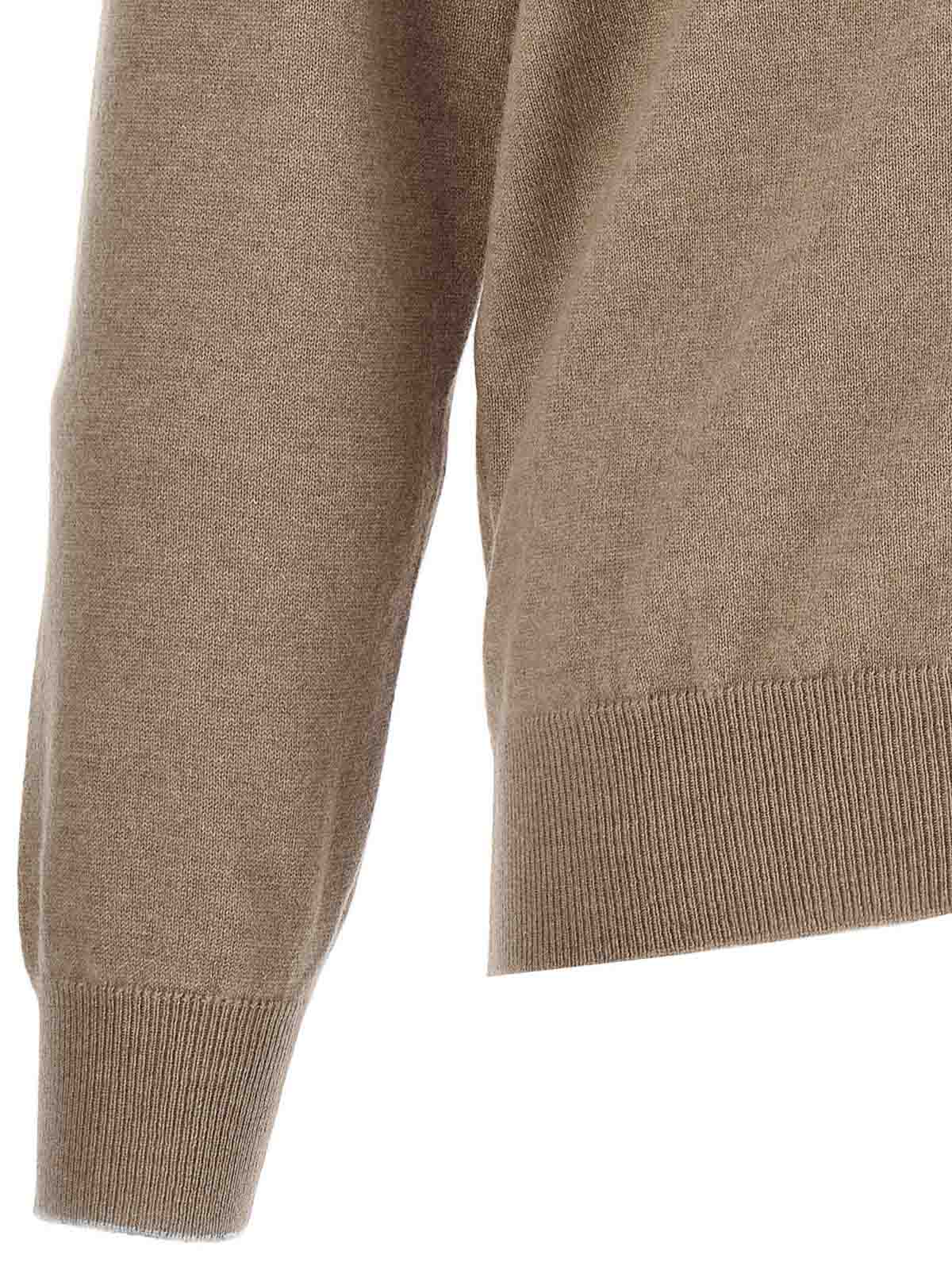 Brunello Cucinelli High Neck Cashmere Zip Cardigan In Brown