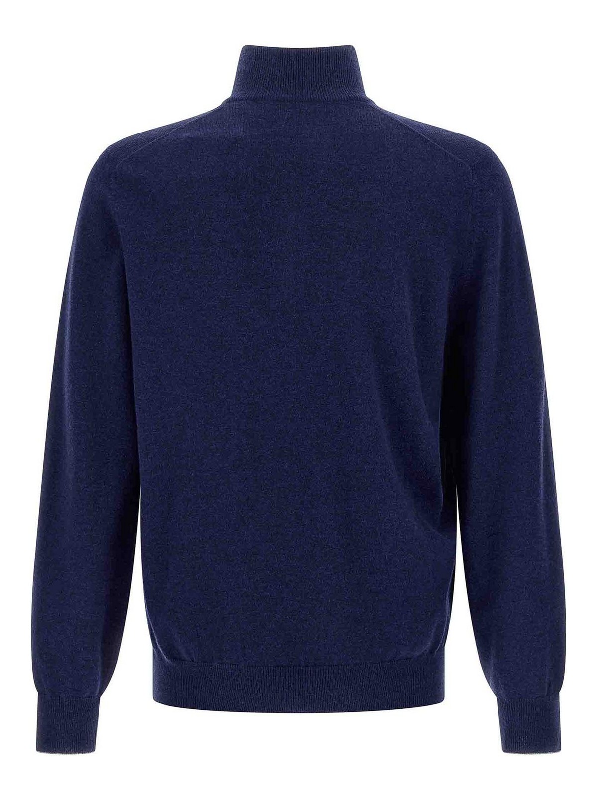 Brunello Cucinelli Half-zip High Collar Sweater In Blue