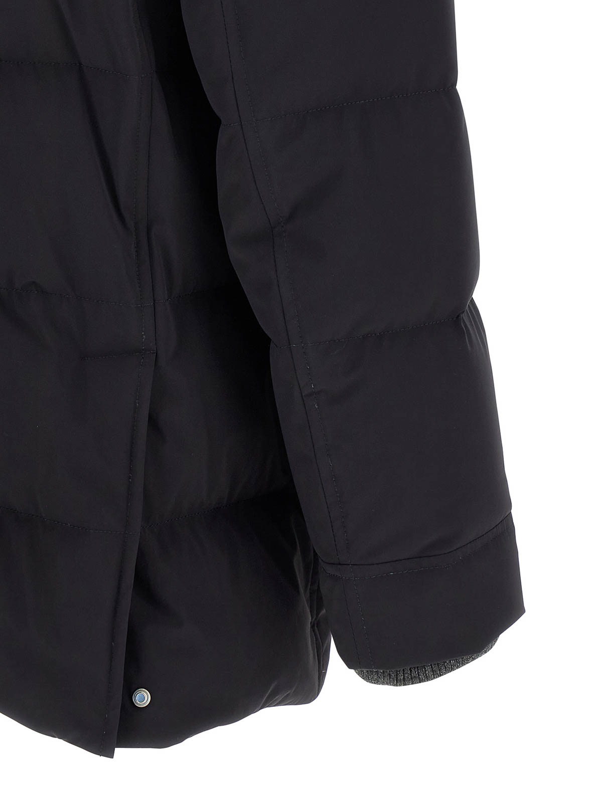 Brunello Cucinelli Men Knit Insert Down Jacket In Blue